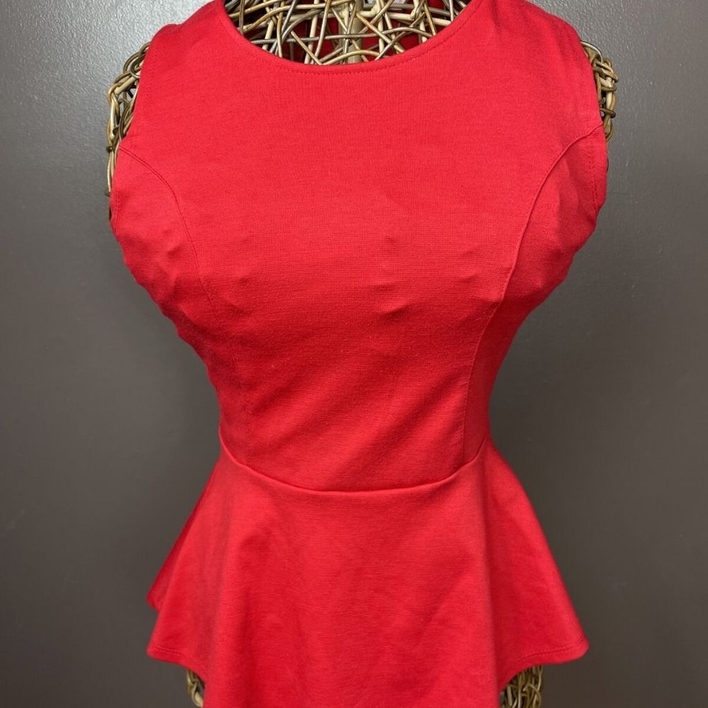 Papaya Sleeveless Red Blouse Tank Top Ruffle Hem S